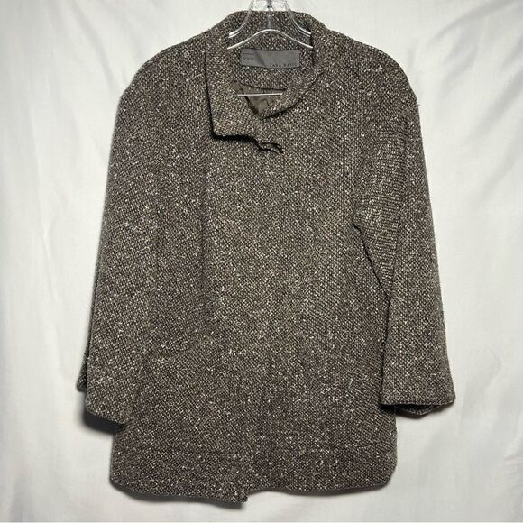 Zara Basic Tweed Single Breasted No Show Button Peacoat Jacket S - Picture 1 of 9